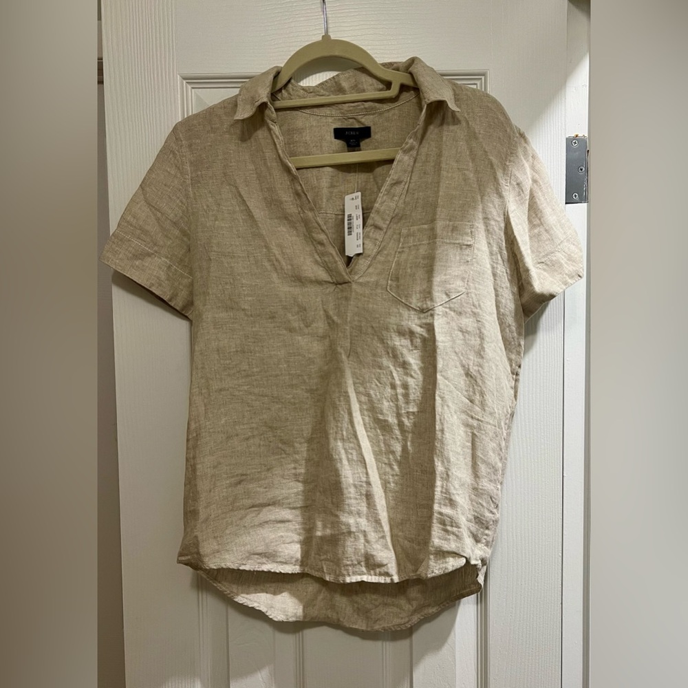 Jcrew linen oatmeal top